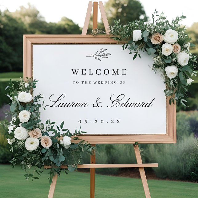 Poster Placa de Boas-Vindas de Casamento com Folhagem Mod (Criador carregado)