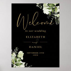 Poster Placa de Boas-Vindas de Casamento com Folhagem Pre