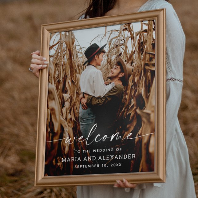 Poster Placa de Boas-Vindas de Casamento com Foto Elegant (Criador carregado)