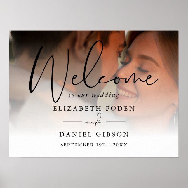 Poster Placa de Boas-Vindas de Casamento com Foto em Letr (Frente)