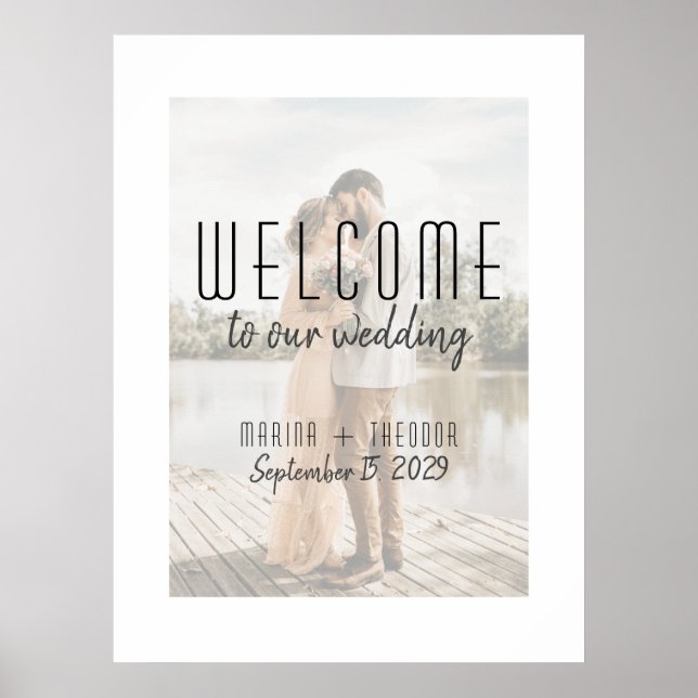 Poster Placa de Boas-Vindas de Casamento com Foto Moderna (Frente)