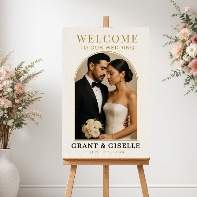 Poster Placa de Boas-Vindas de Casamento com Foto Moderna (Criador carregado)