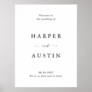 Poster Placa de Boas-Vindas de Casamento com Letra Modern