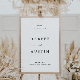 Poster Placa de Boas-Vindas de Casamento com Letra Modern