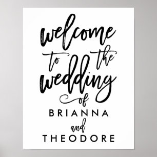 Poster Placa de Boas-Vindas de Casamento com Letreiro Chi