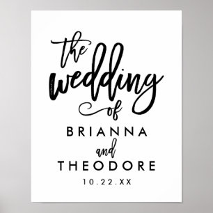 Pôster Placa de Boas-Vindas de Casamento com Letreiro Chi