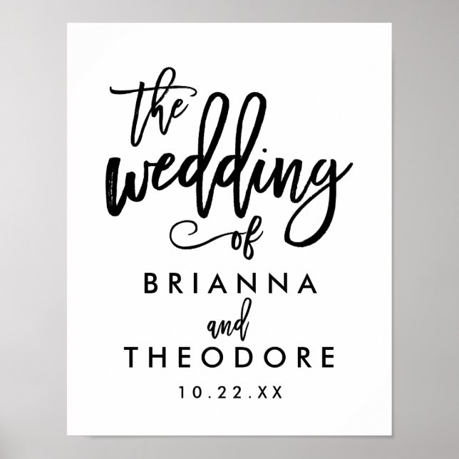 Pôster Placa de Boas-Vindas de Casamento com Letreiro Chi (Frente)