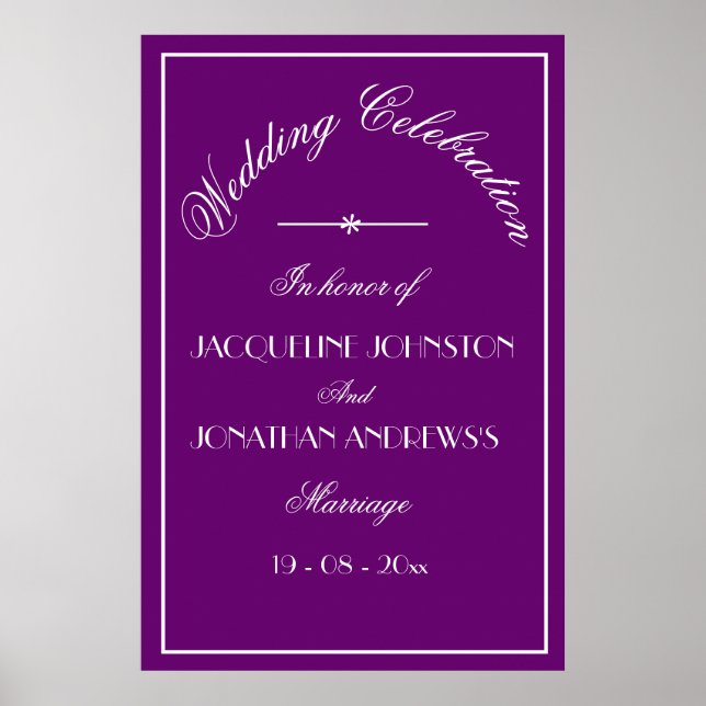 Poster Placa de Boas-Vindas de Casamento com Nomes Person (Frente)