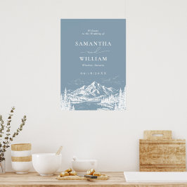 Poster Placa de boas-vindas de casamento com paisagem mon