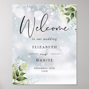Poster Placa de Boas-Vindas de Casamento de Inverno com V