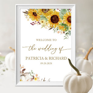 Poster Placa de Boas-Vindas de Casamento de Outono com Ab