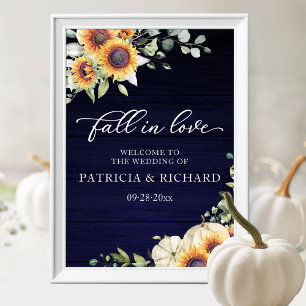 Poster Placa de Boas-Vindas de Casamento de Outono com Gi