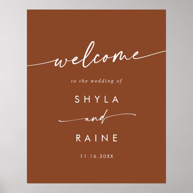 Poster Placa de Boas-Vindas de Casamento DIY Boho Chic Te (Frente)