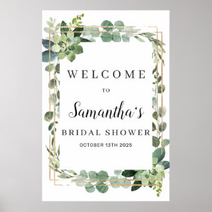 Poster Placa de boas-vindas de casamento dourada com sucu