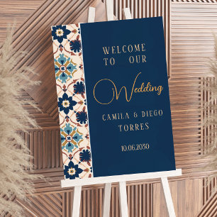 Poster Placa de Boas-Vindas de Casamento em Azulejo Talav