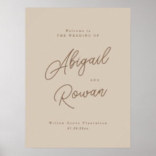 Poster Placa de Boas-Vindas de Casamento em Beige Moderno