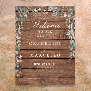 Poster Placa de Boas-Vindas de Casamento em Cascata Flora