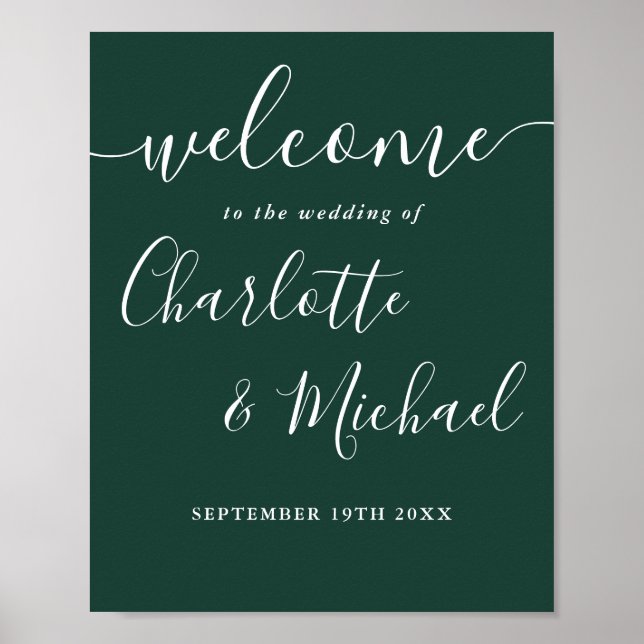 Poster Placa de Boas-Vindas de Casamento em Letra Chic Ve (Frente)