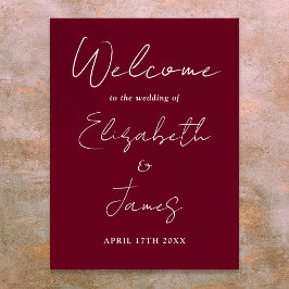 Poster Placa de Boas-Vindas de Casamento em Letra Cursiva