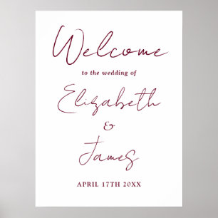 Poster Placa de Boas-Vindas de Casamento em Letra Cursiva