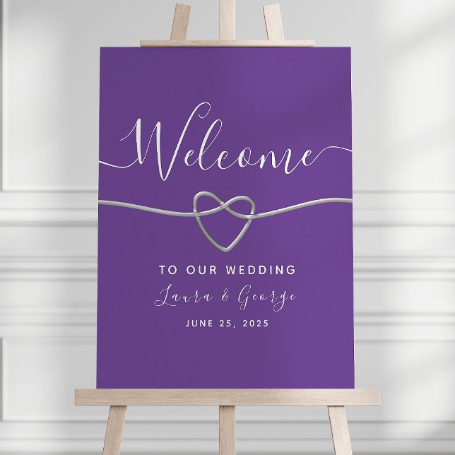Poster Placa de Boas-Vindas de Casamento em Prata Moderna (Criador carregado)