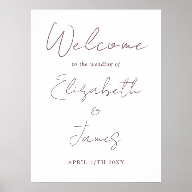 Poster Placa de Boas-Vindas de Casamento em Rotulo Elegan (Frente)