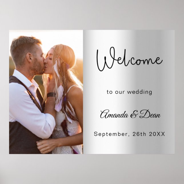 Poster Placa de boas-vindas de casamento em script de fot (Frente)