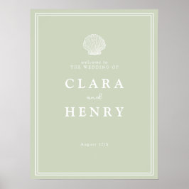 Poster Placa de Boas-Vindas de Casamento em Tons de Verde