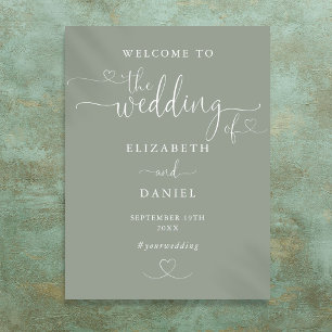 Poster Placa de Boas-Vindas de Casamento em Verde Sage co