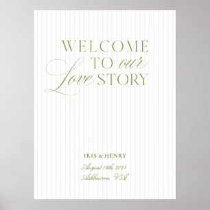 Poster Placa de Boas-Vindas de Casamento em Verde Sage e