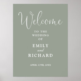 Poster Placa de Boas-Vindas de Casamento em Verde Sage El