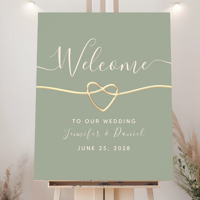 Poster Placa de Boas-Vindas de Casamento em Verde Sage Mo (Criador carregado)