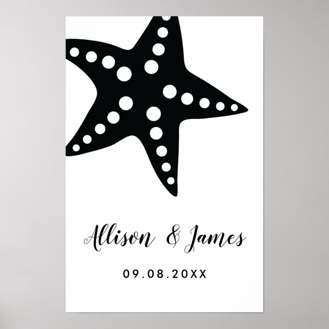 Poster Placa de Boas-Vindas de Casamento Estrela do Mar M (Frente)