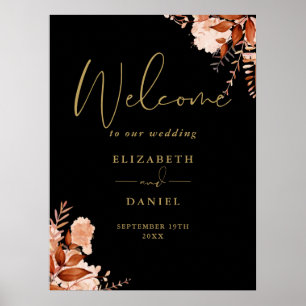 Poster Placa de Boas-Vindas de Casamento Floral Rústico P
