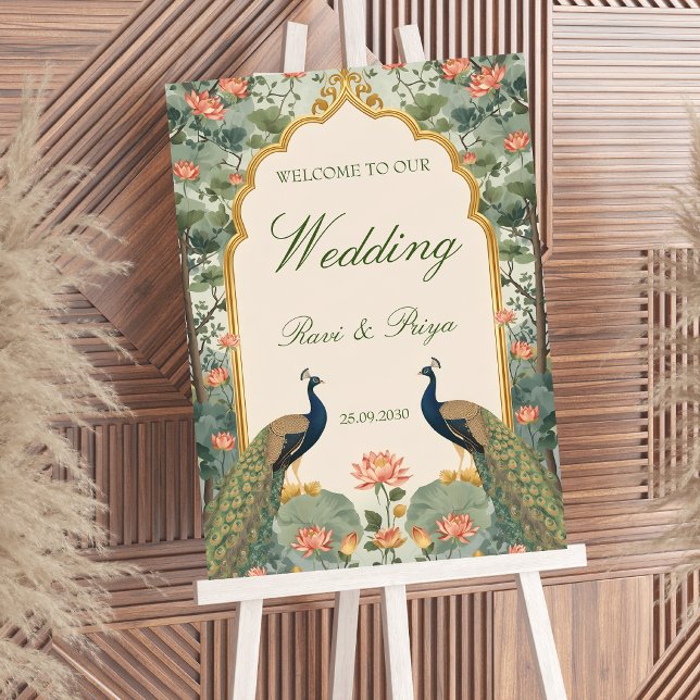 Poster Placa de Boas-Vindas de Casamento Indiana de Luxo  (Criador carregado)