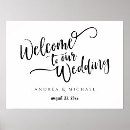 Poster Placa de Boas-Vindas de Casamento - Letra de Pince