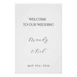 Pôster Placa de Boas-Vindas de Casamento Minimalista | Pe