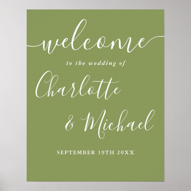 Poster Placa de Boas-Vindas de Casamento Moderna e Elegan (Frente)