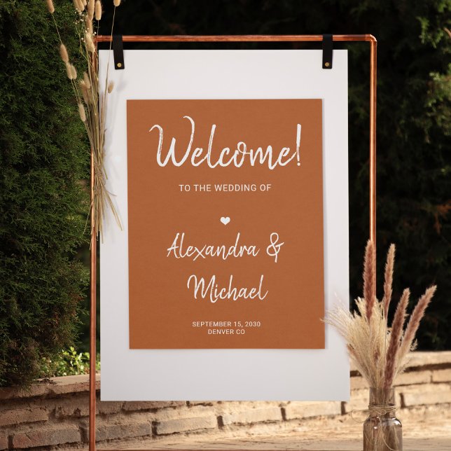 Poster Placa de boas-vindas de casamento outono moderno e (Criador carregado)