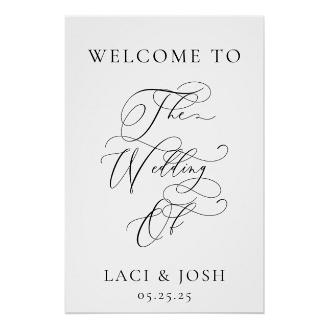Pôster Placa de Boas-Vindas de Casamento Personalizada |  (Frente)