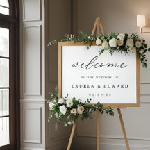 Placa de Boas-Vindas de Casamento Preta e Branca M
