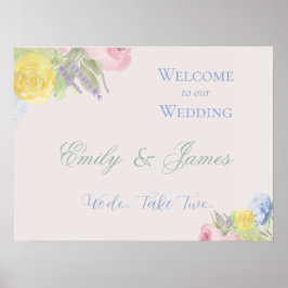 Poster Placa de Boas-Vindas de Casamento Romântico