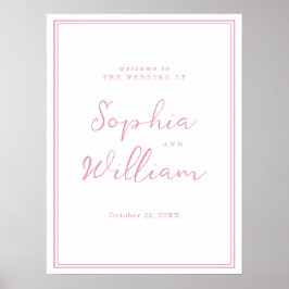 Poster Placa de Boas-Vindas de Casamento Rosa Peônia Chic