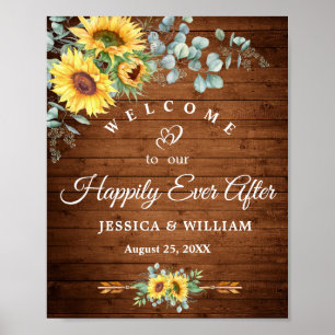 Poster Placa de Boas-Vindas de Casamento Rústico com Gira