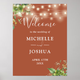 Poster Placa de Boas-Vindas de Casamento Terracota com Lu