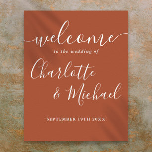 Poster Placa de Boas-Vindas de Casamento Terracotta Signa