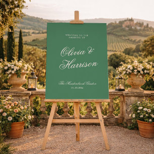 Poster Placa de Boas-Vindas de Casamento Verde do Clube d
