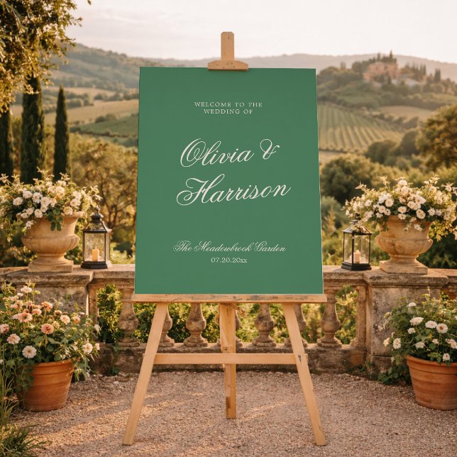 Poster Placa de Boas-Vindas de Casamento Verde do Clube d (Criador carregado)
