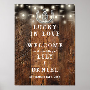 Poster Placa de Boas-Vindas de Casamento Western Cavalos