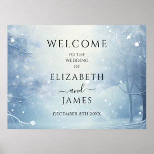 Poster Placa de Boas-Vindas de Casamento Winter Wonderlan